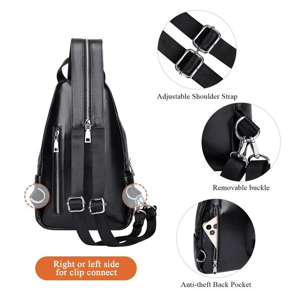 5858 Leather Sling Bag Small Causal Crossbody Purse Chest BackpackO212E main image 4